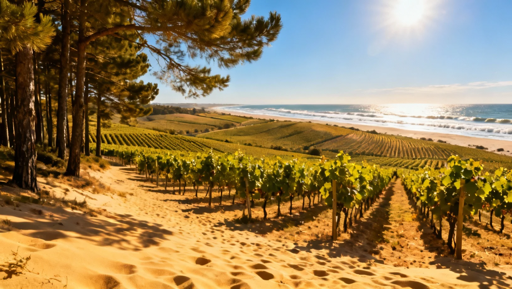 Vignoble bordelais avec chai climatisé moderne